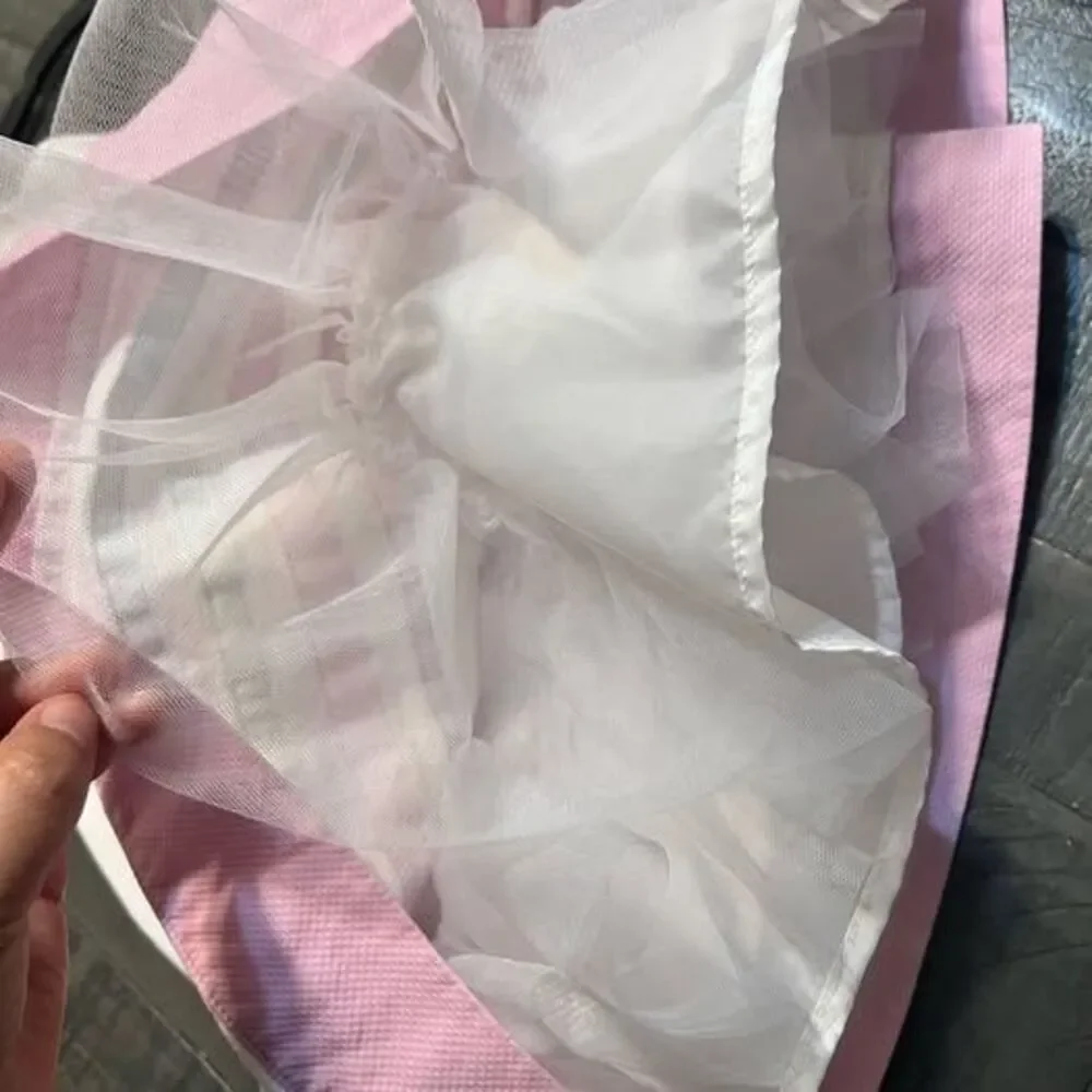 Gymboree White Dress with Pink Collar and Pastel Stripe Trim